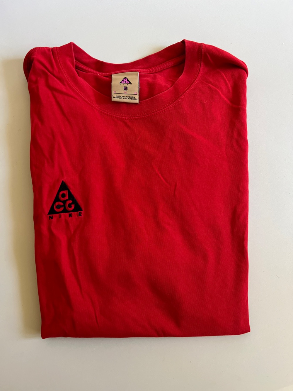 Nike ACG Red Short Sleeve Crew T-Shirt with Black Logo
